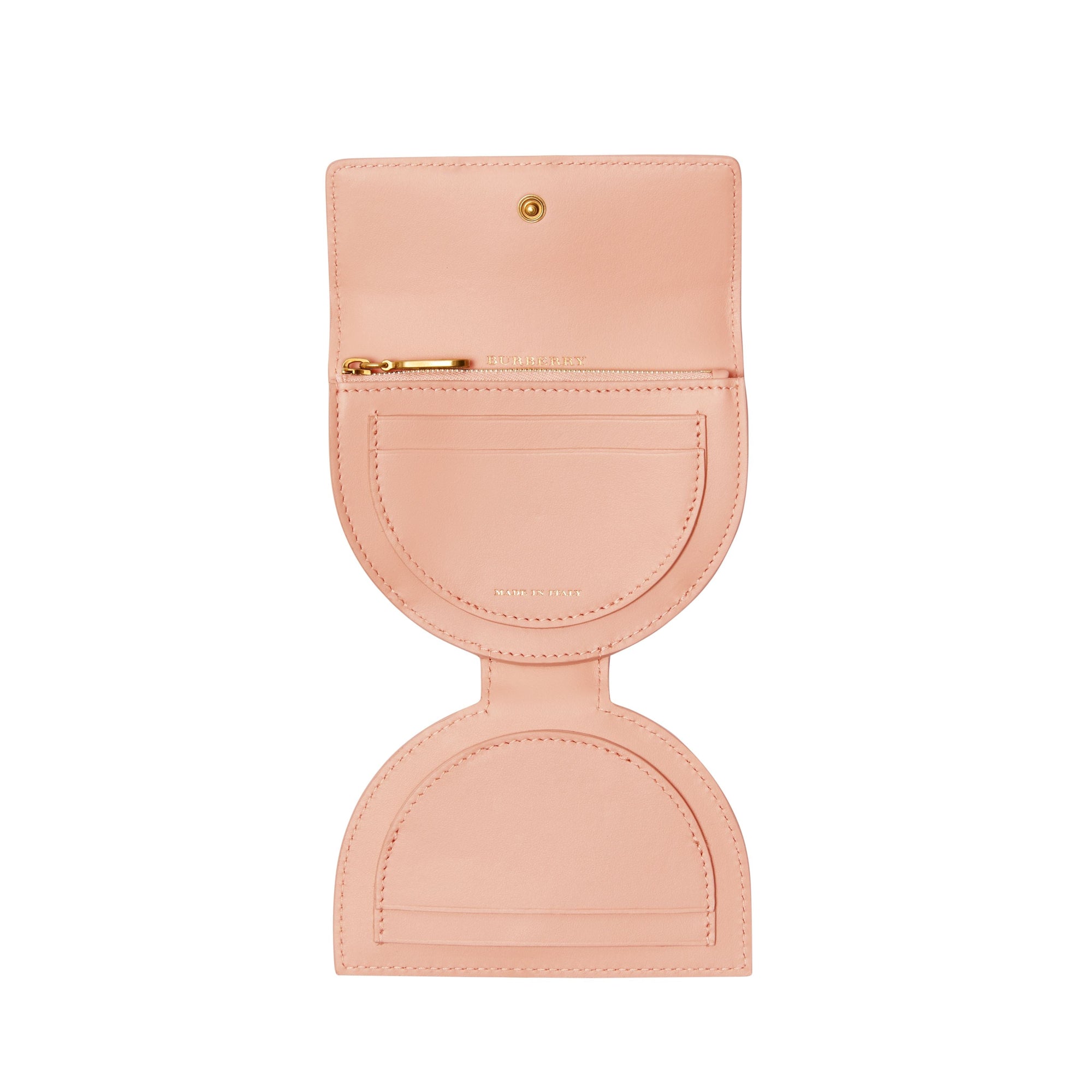 Porte-monnaie en cuir verni à boucle en D - Pale Fawn Pink