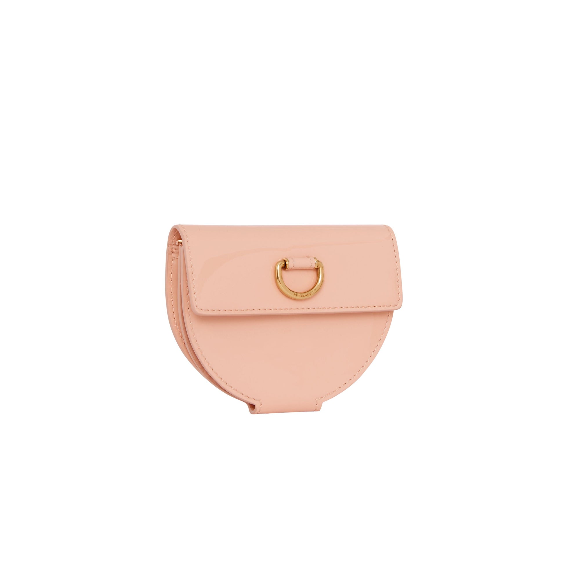 Porte-monnaie en cuir verni à boucle en D - Pale Fawn Pink