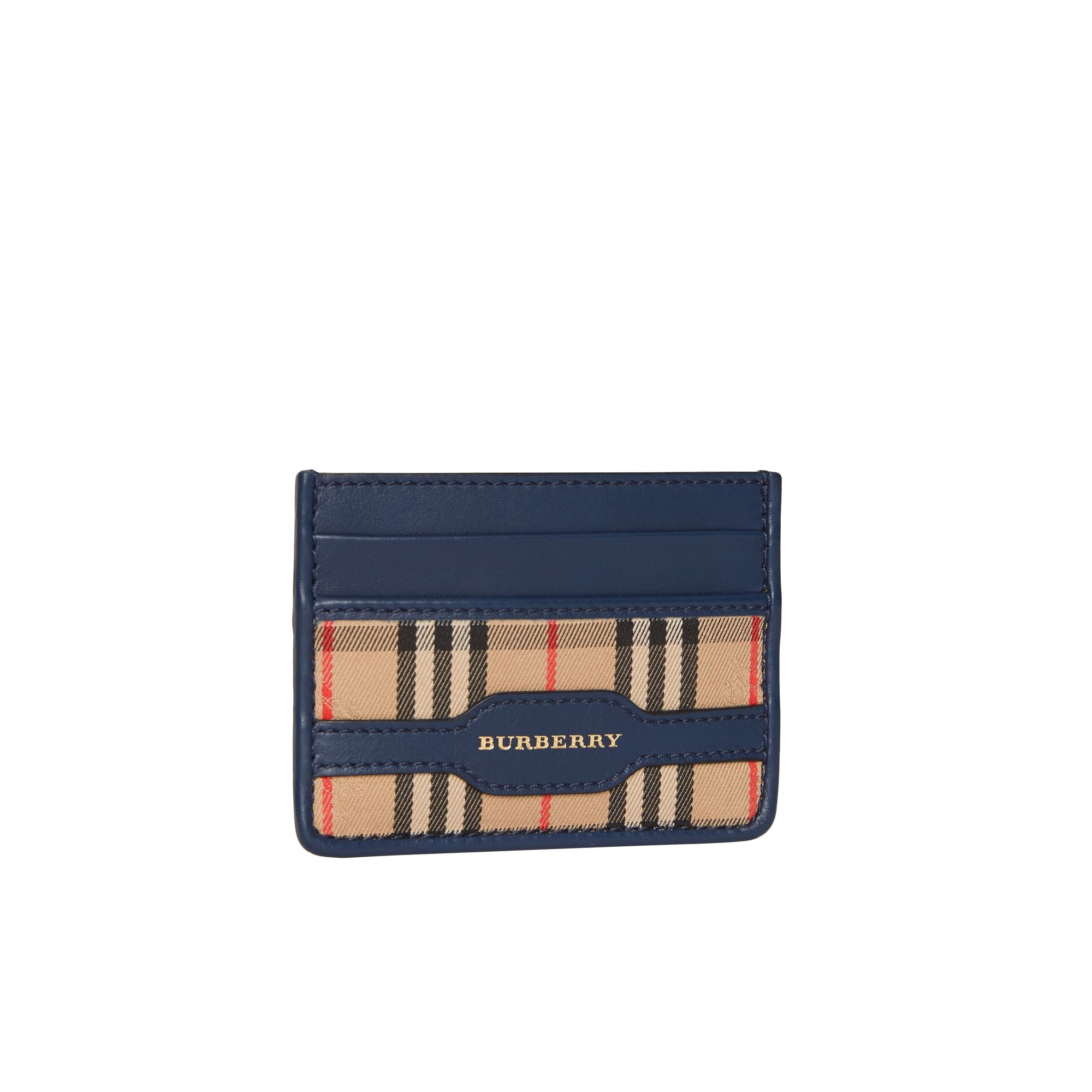 Porte-cartes en cuir à motif check - Ink Blue