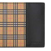 Portefeuille à rabat à micro-motif check en cuir - Antique Yellow & Black