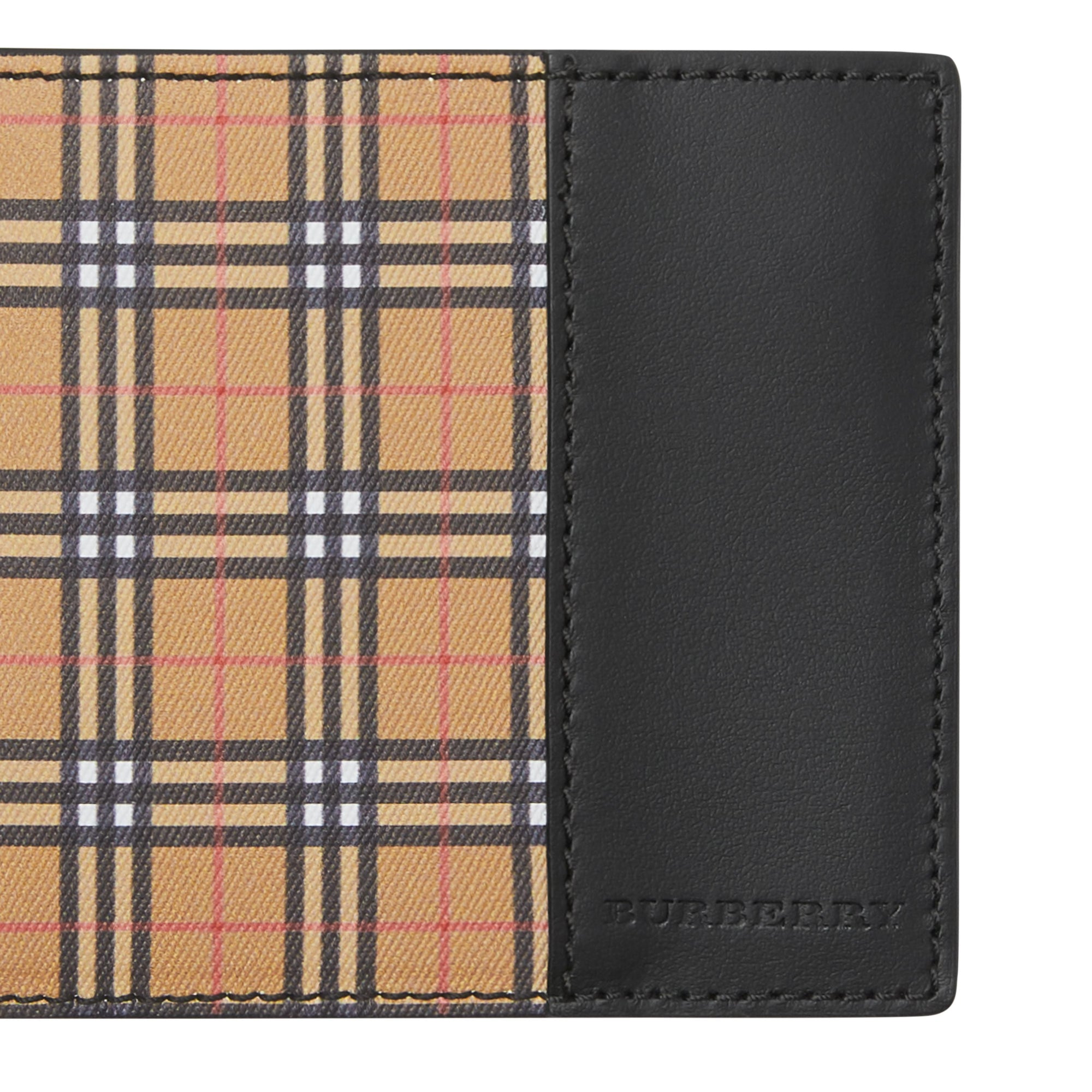 Portefeuille à rabat à micro-motif check en cuir - Antique Yellow & Black