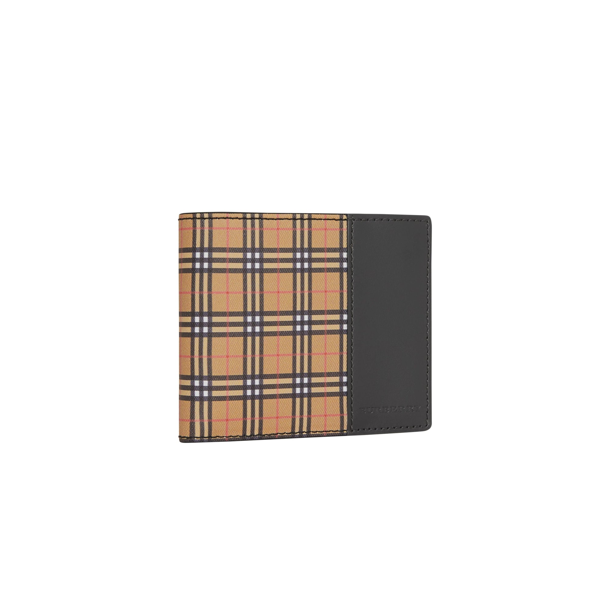 Portefeuille à rabat à micro-motif check en cuir - Antique Yellow & Black