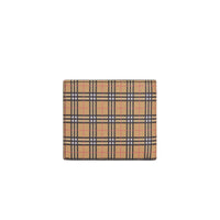 Portefeuille à rabat à micro-motif check en cuir - Antique Yellow & Black