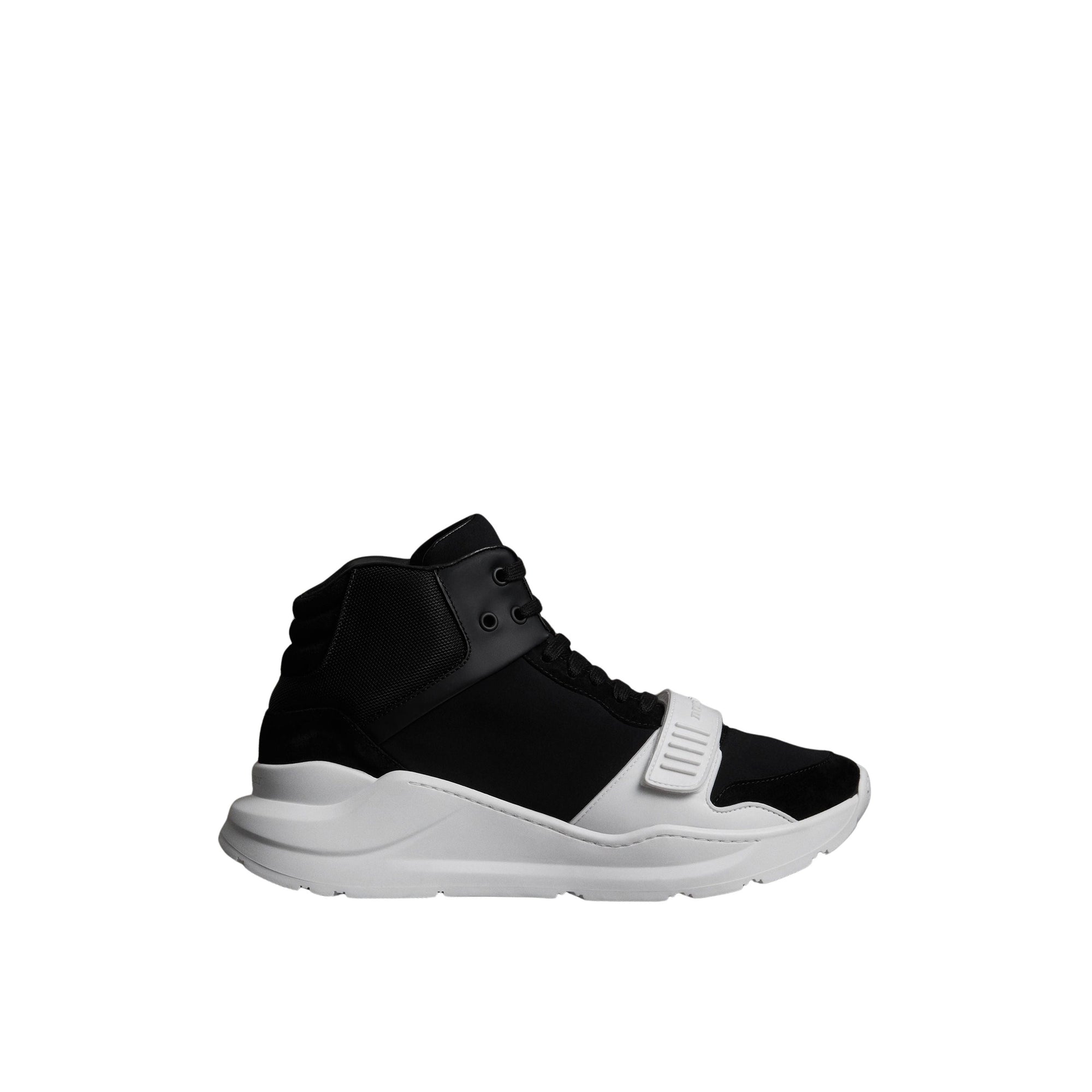 Sneakers montantes en néoprène et cuir velours - Black