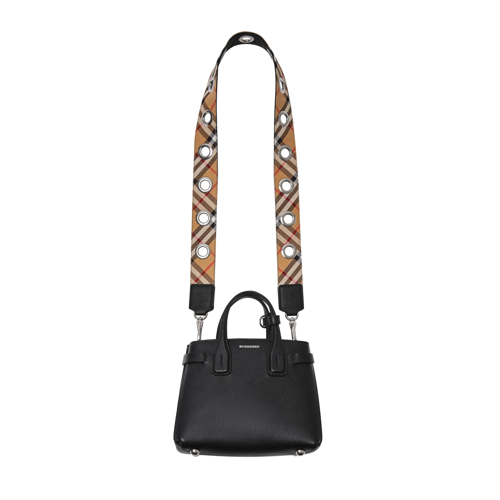 Sac The Baby Banner en cuir à motif Vintage Check - Black