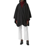 Cape à capuche en laine mélangée avec écusson jacquard - Charcoal