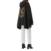 Cape à capuche en laine mélangée avec écusson jacquard - Charcoal