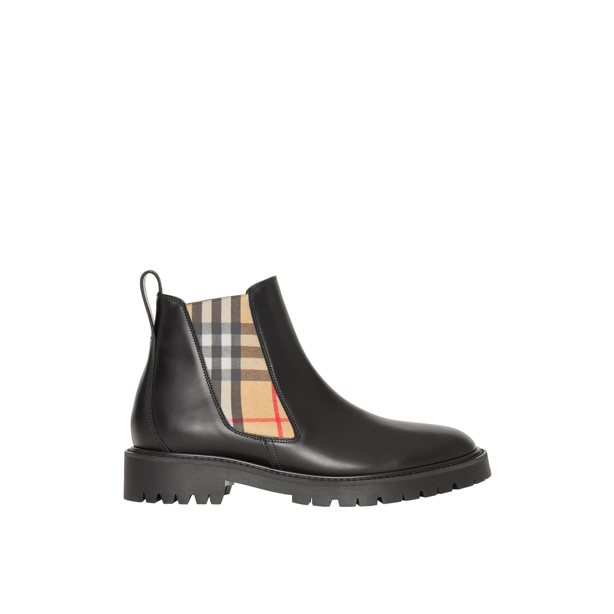 Bottines chelsea en cuir avec détails Vintage Check - Black Check