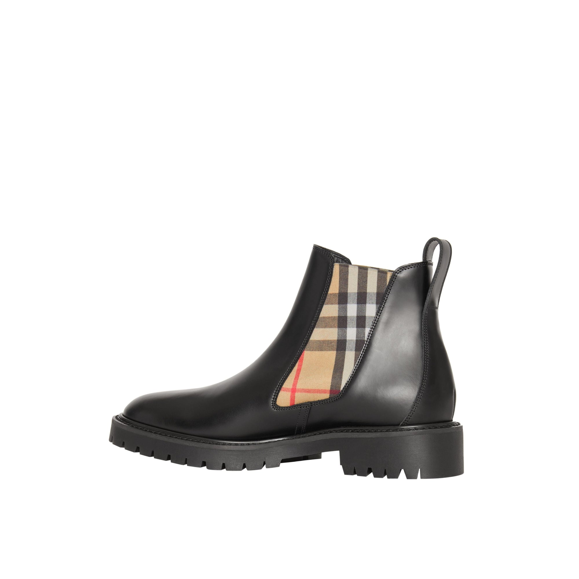 Bottines chelsea en cuir avec détails Vintage Check - Black Check
