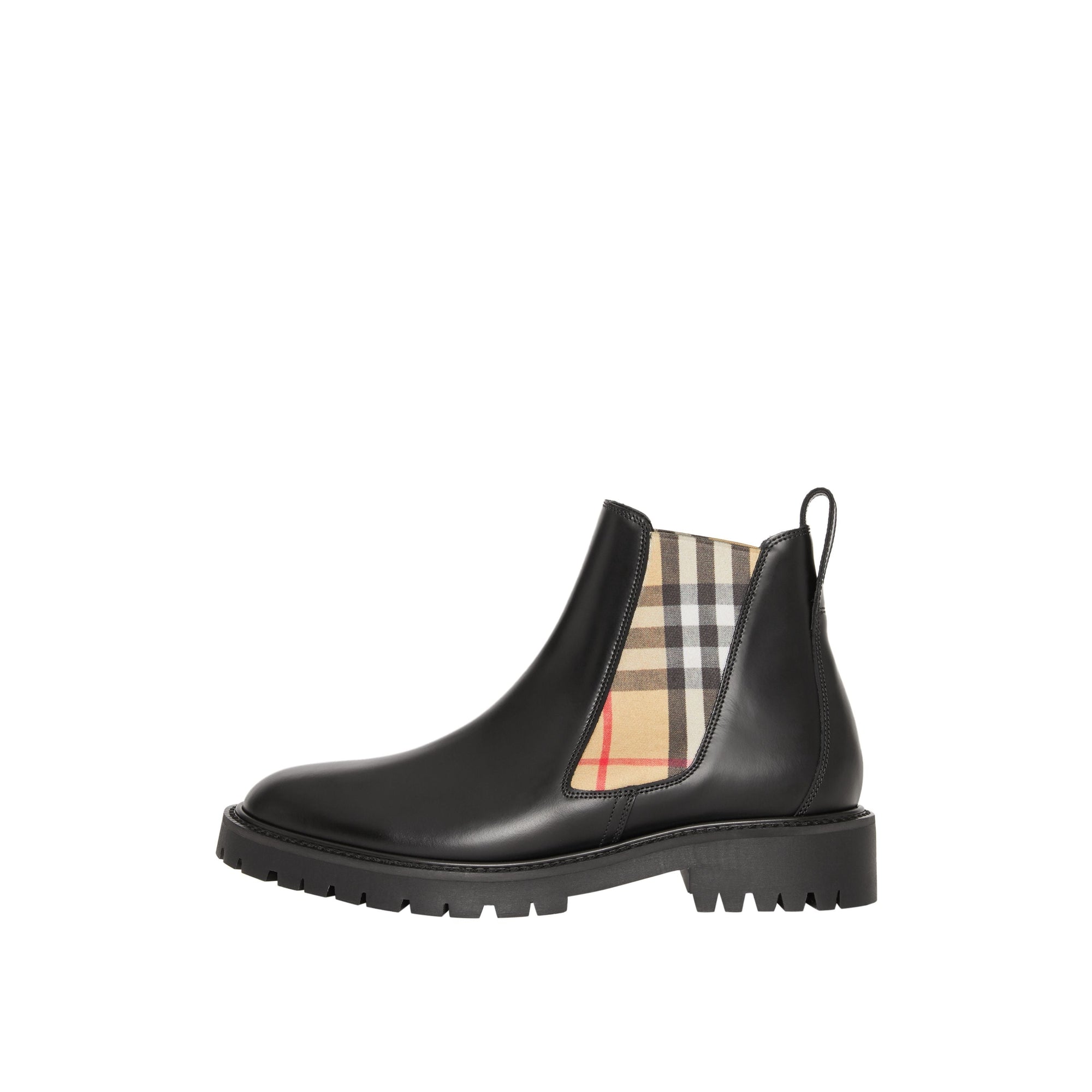 Bottines chelsea en cuir avec détails Vintage Check - Black Check