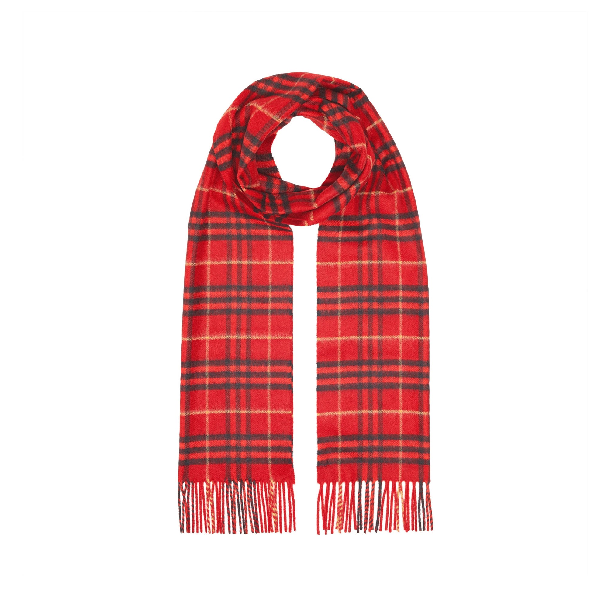 Écharpe classique en cachemire à motif Vintage Check - Military Red
