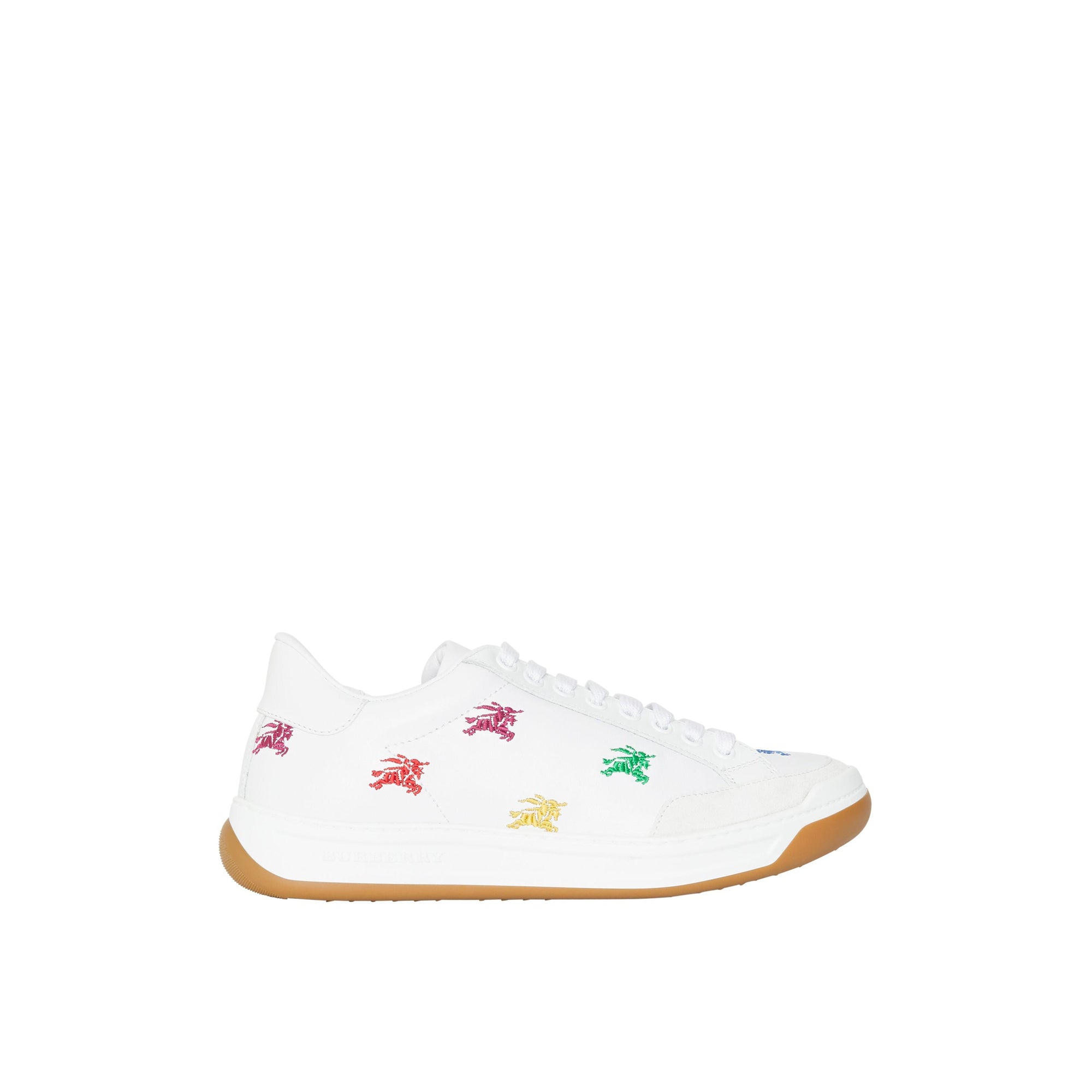 Sneakers en cuir à emblème du cavalier brodé - Optic White & Multicolour