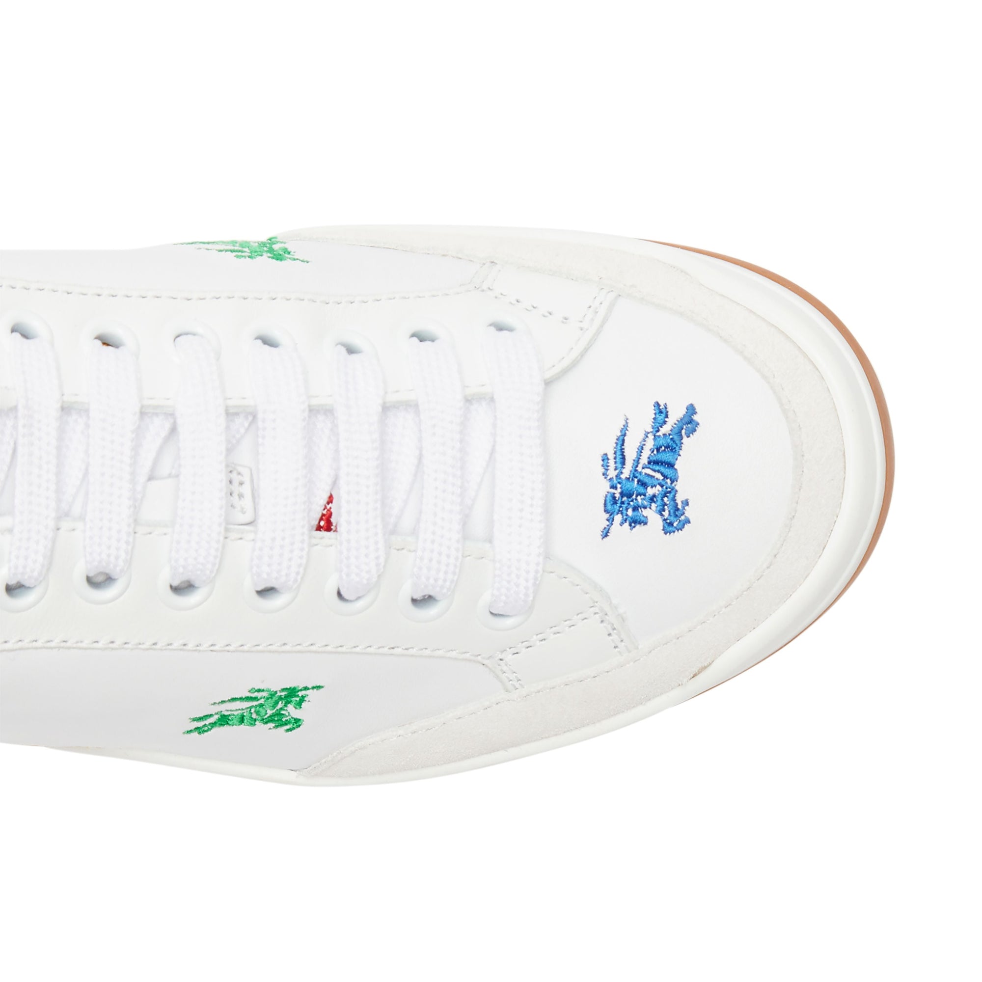 Sneakers en cuir à emblème du cavalier brodé - Optic White & Multicolour