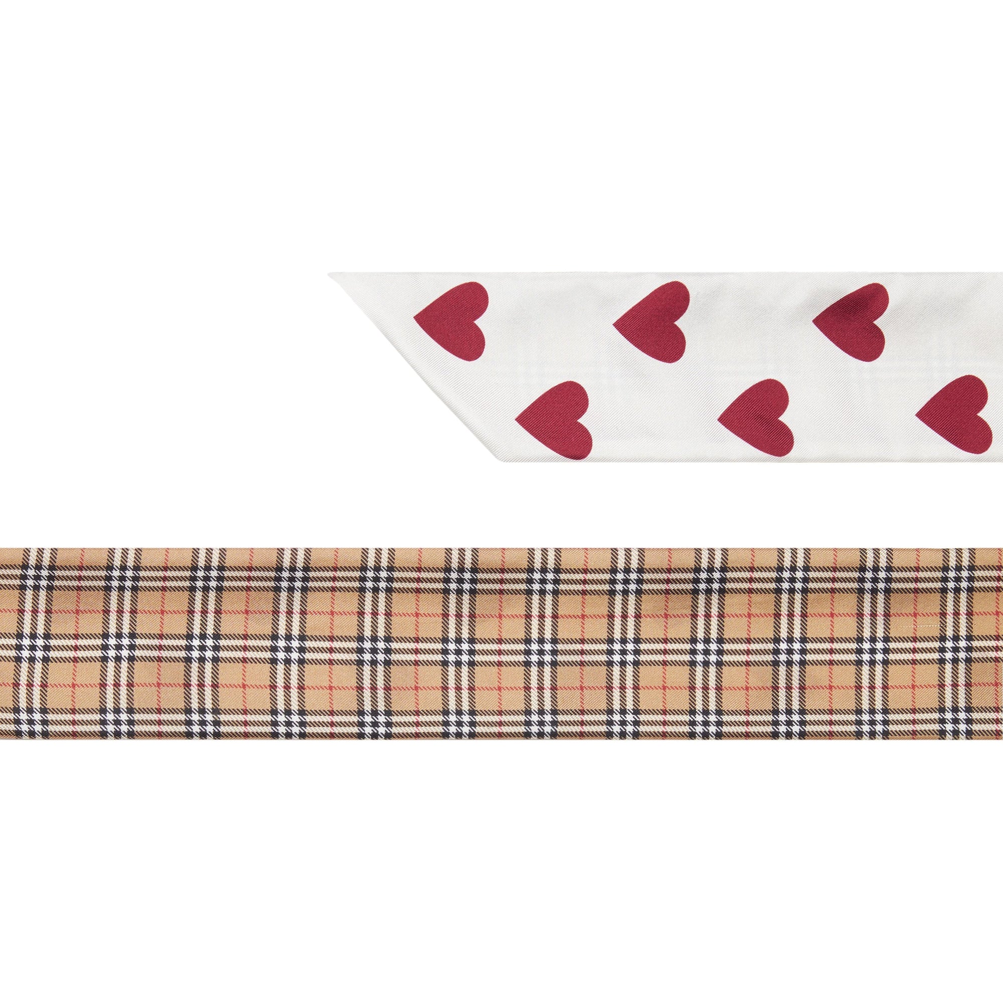 Foulard ultrafin en soie à micro-motif check et cœurs - Multicolor