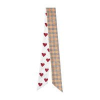 Foulard ultrafin en soie à micro-motif check et cœurs - Multicolor