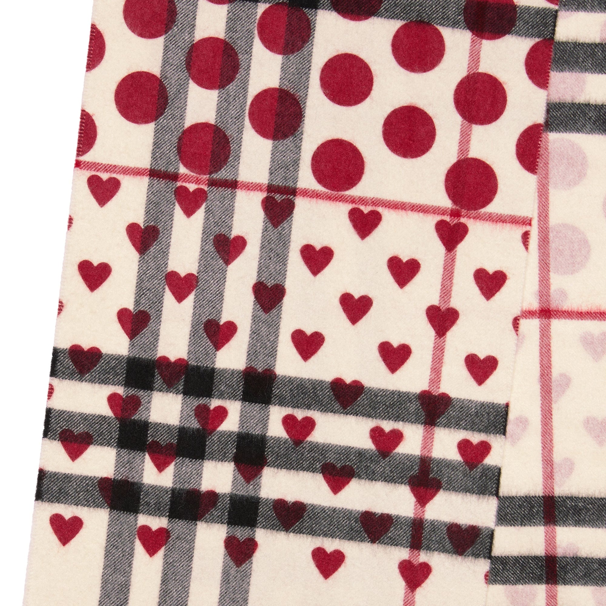Écharpe en cachemire à motif check et cœur - Windsor Red
