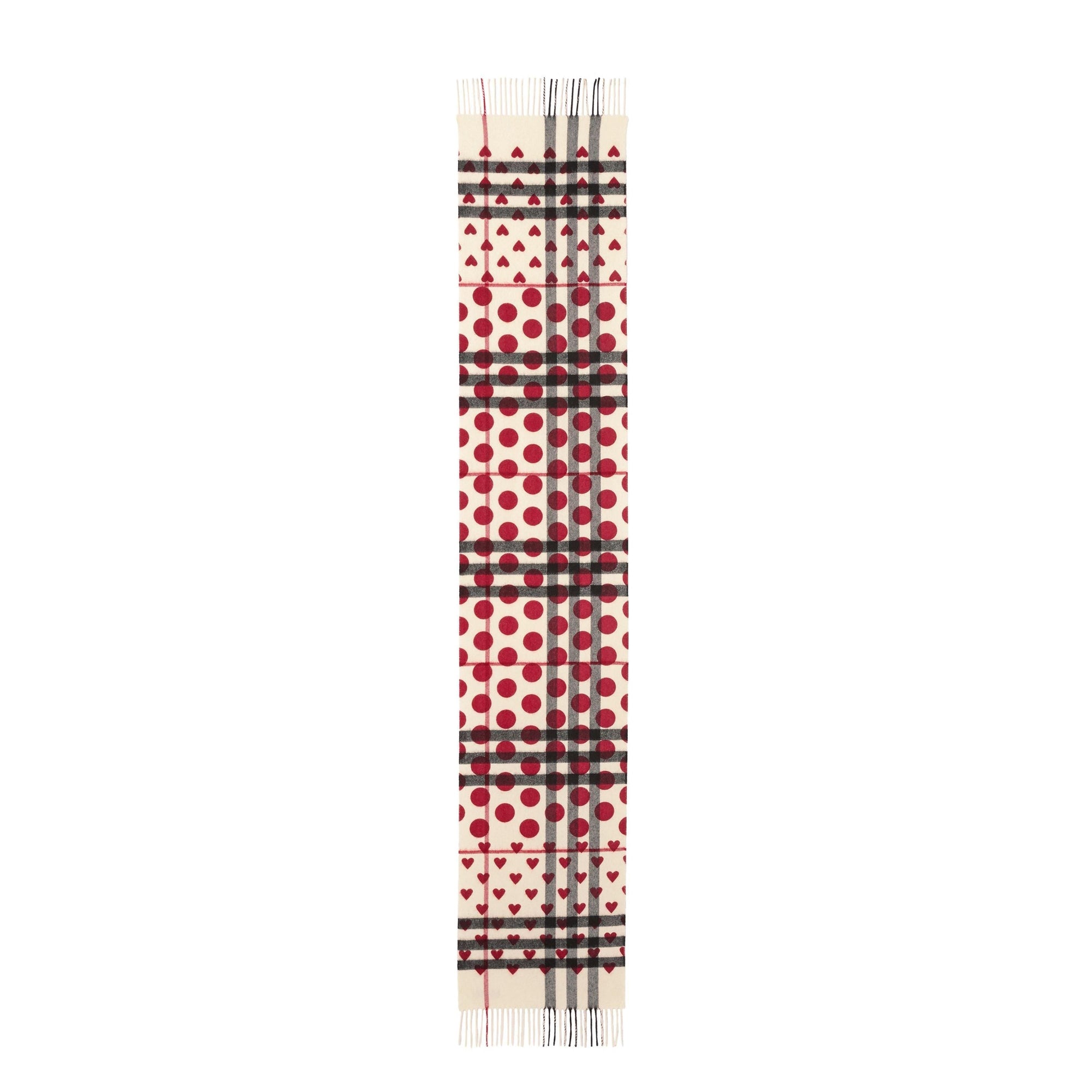 Écharpe en cachemire à motif Check et cœur - Windsor Red