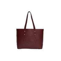Petit sac cabas en cuir à écusson - Burgundy