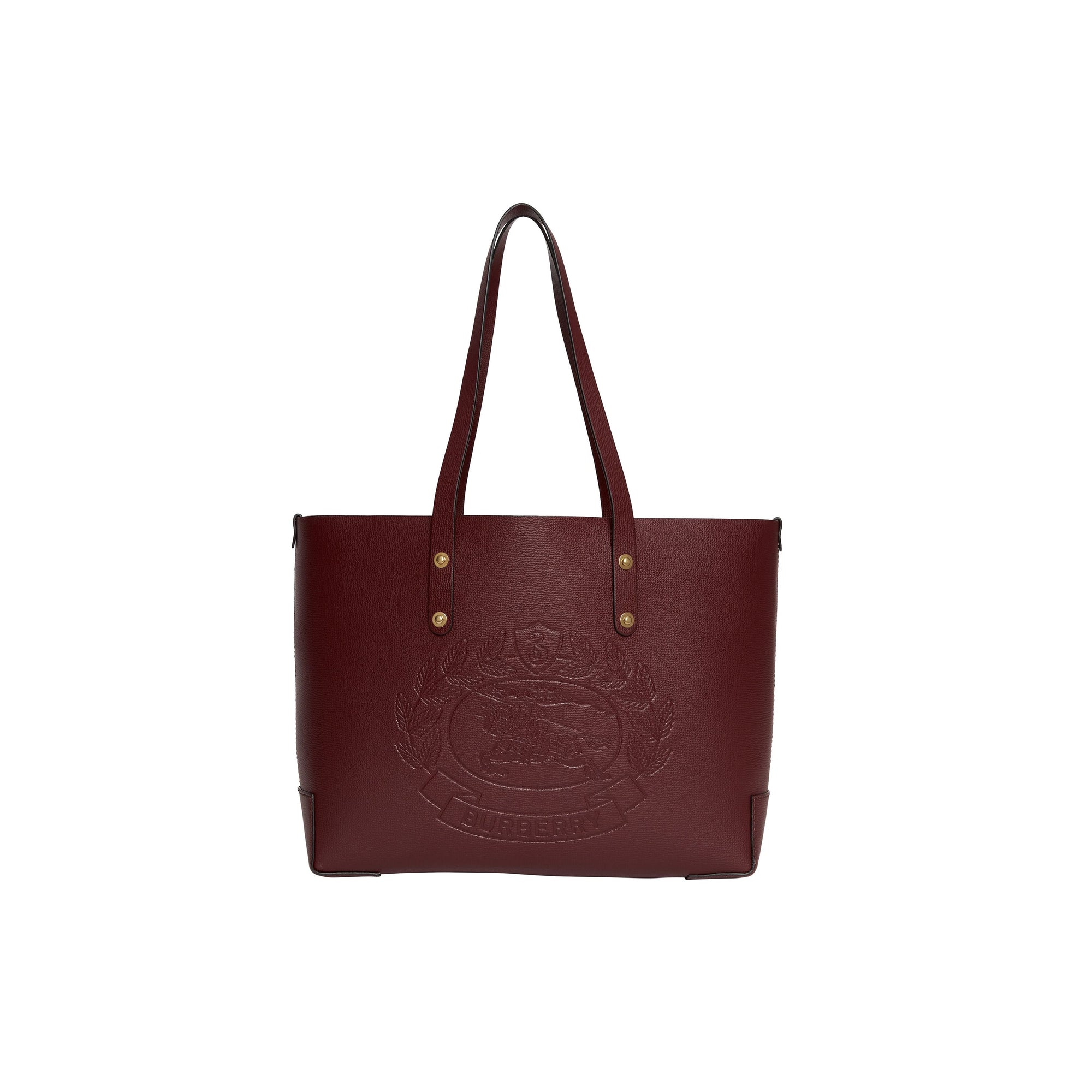 Petit sac cabas en cuir à écusson - Burgundy