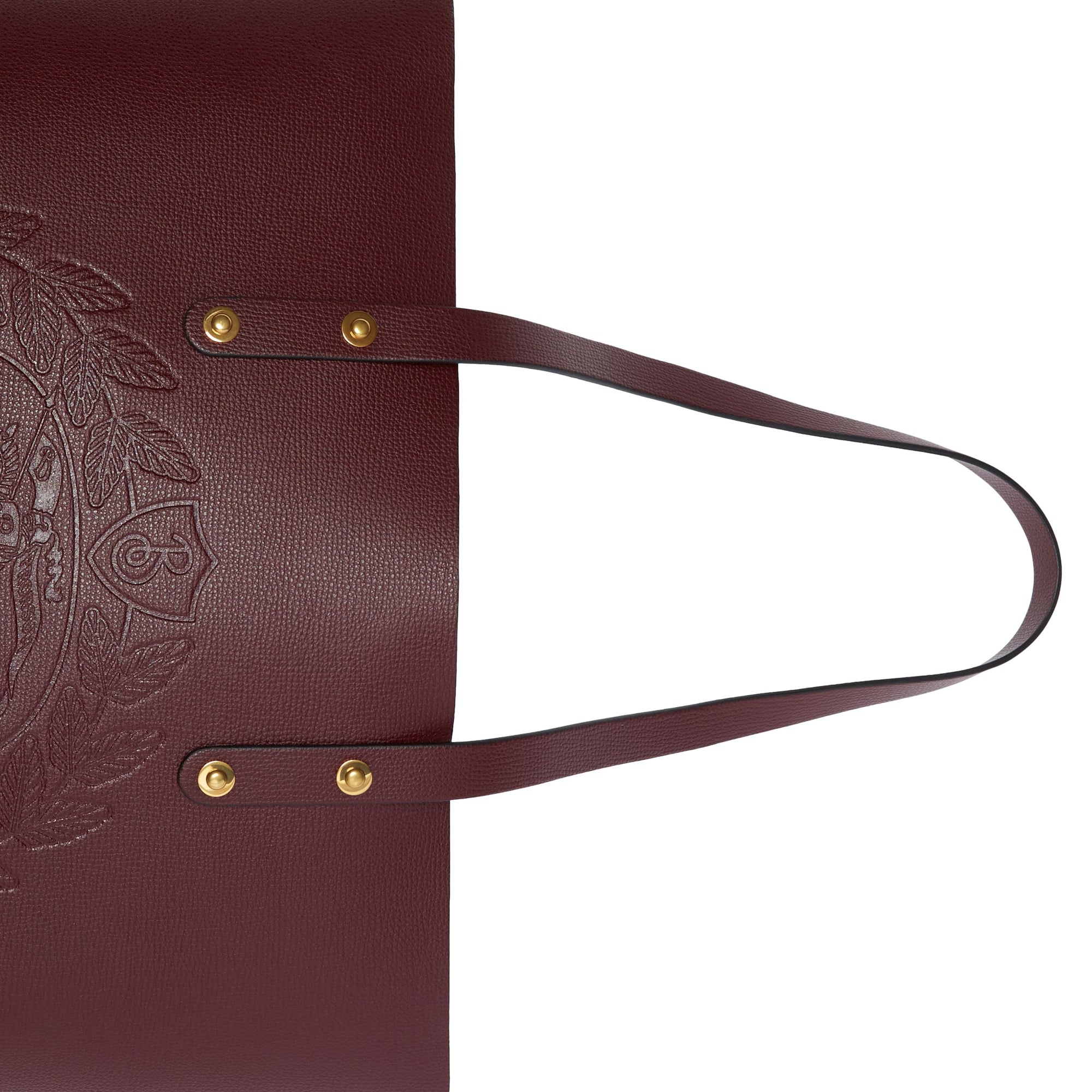 Petit sac cabas en cuir à écusson - Burgundy