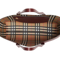 Petit sac cabas en cuir à écusson - Burgundy