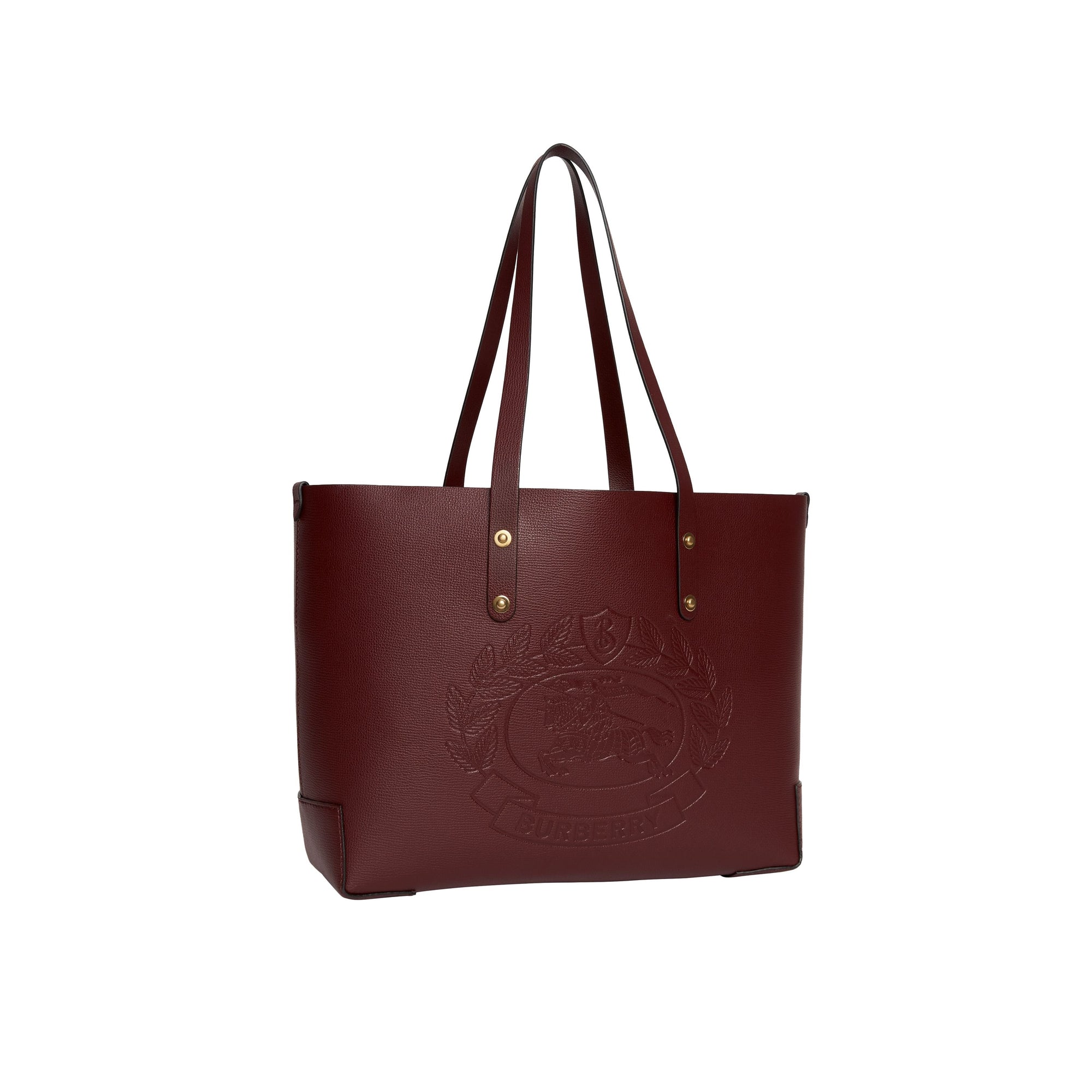 Petit sac cabas en cuir à écusson - Burgundy