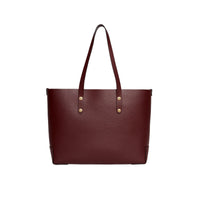Petit sac cabas en cuir à écusson - Burgundy