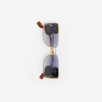 Lunettes de soleil rectangulaires à détail B - Tortoise Amber