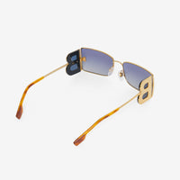 Lunettes de soleil rectangulaires à détail B - Tortoise Amber
