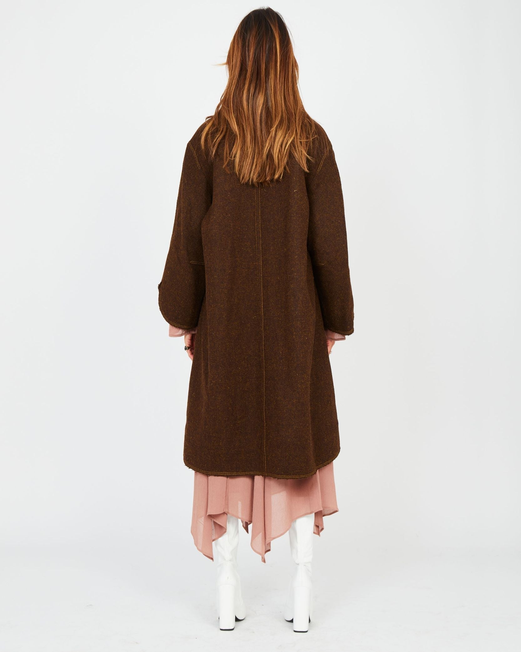 Manteau oversize en Harris Tweed - Khaki