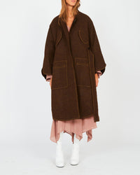 Manteau oversize en Harris Tweed - Khaki
