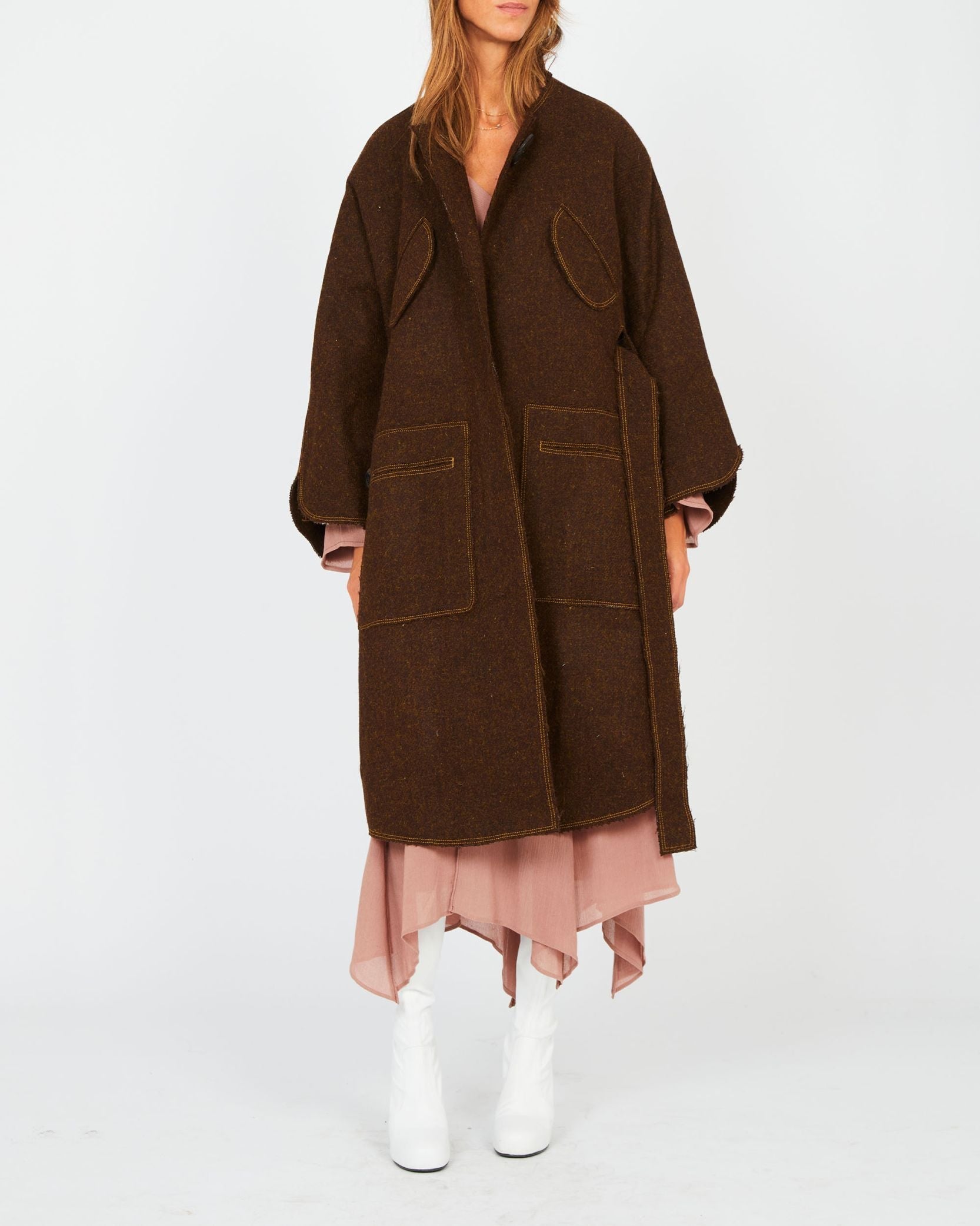 Manteau oversize en Harris Tweed - Khaki