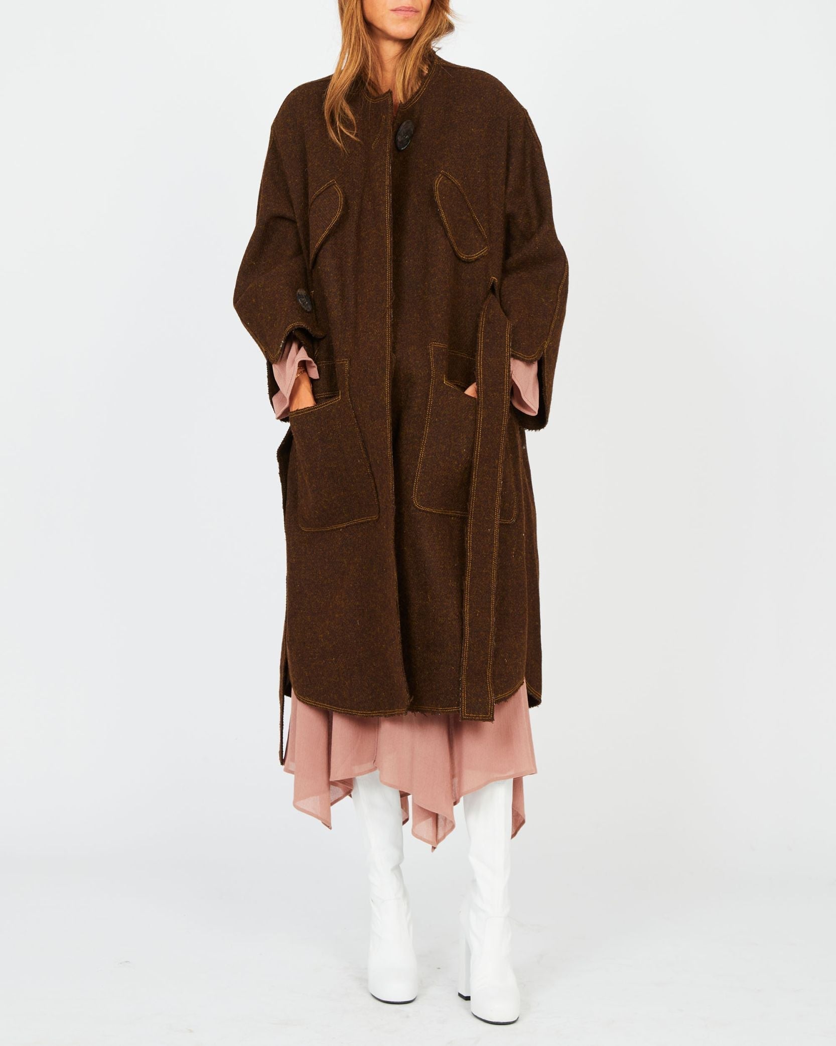 Manteau oversize en Harris Tweed - Khaki