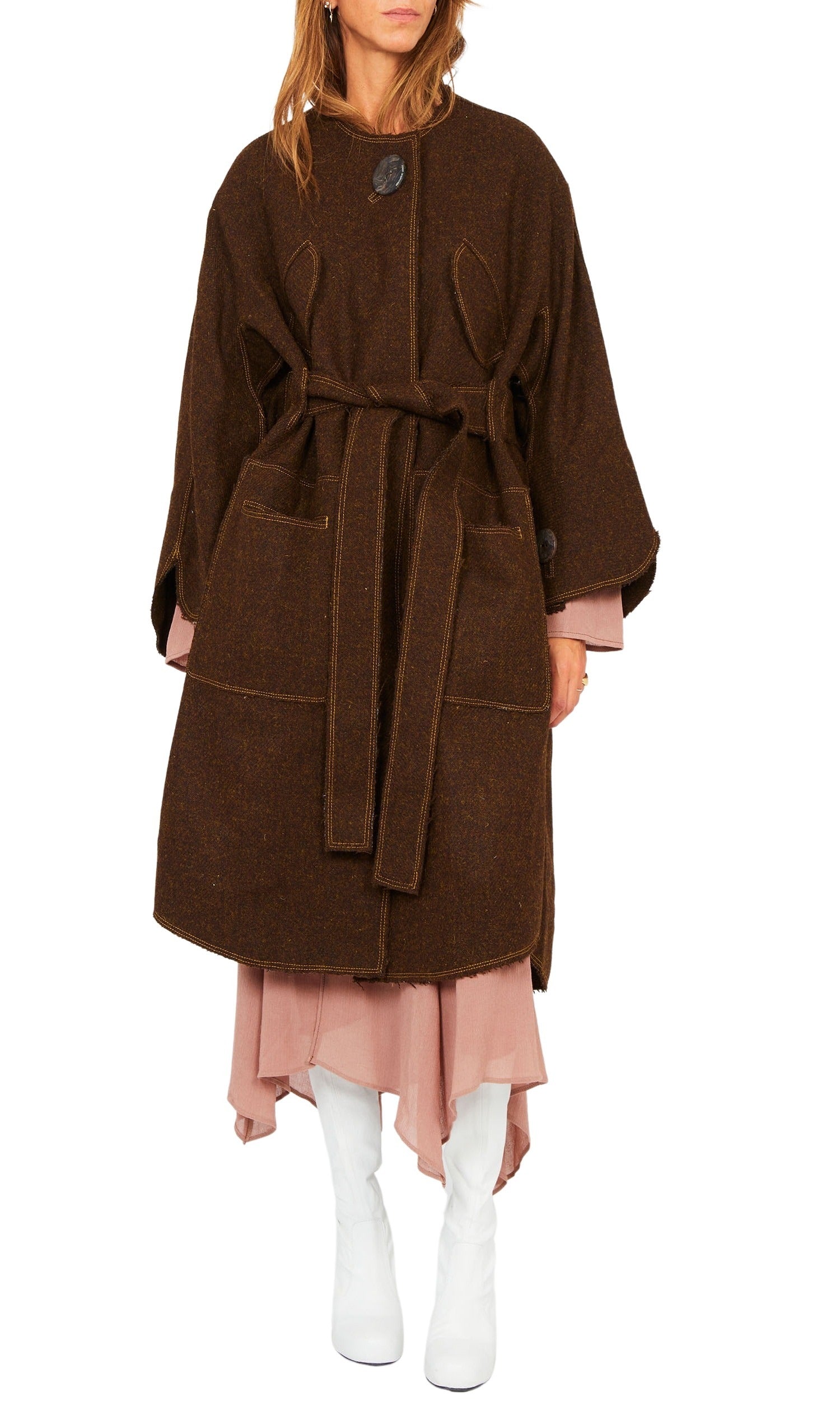 Manteau oversize en Harris Tweed - Khaki