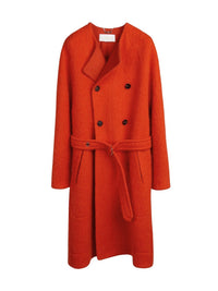 Manteau à double boutonnage et ceinturé - Rouge Montant