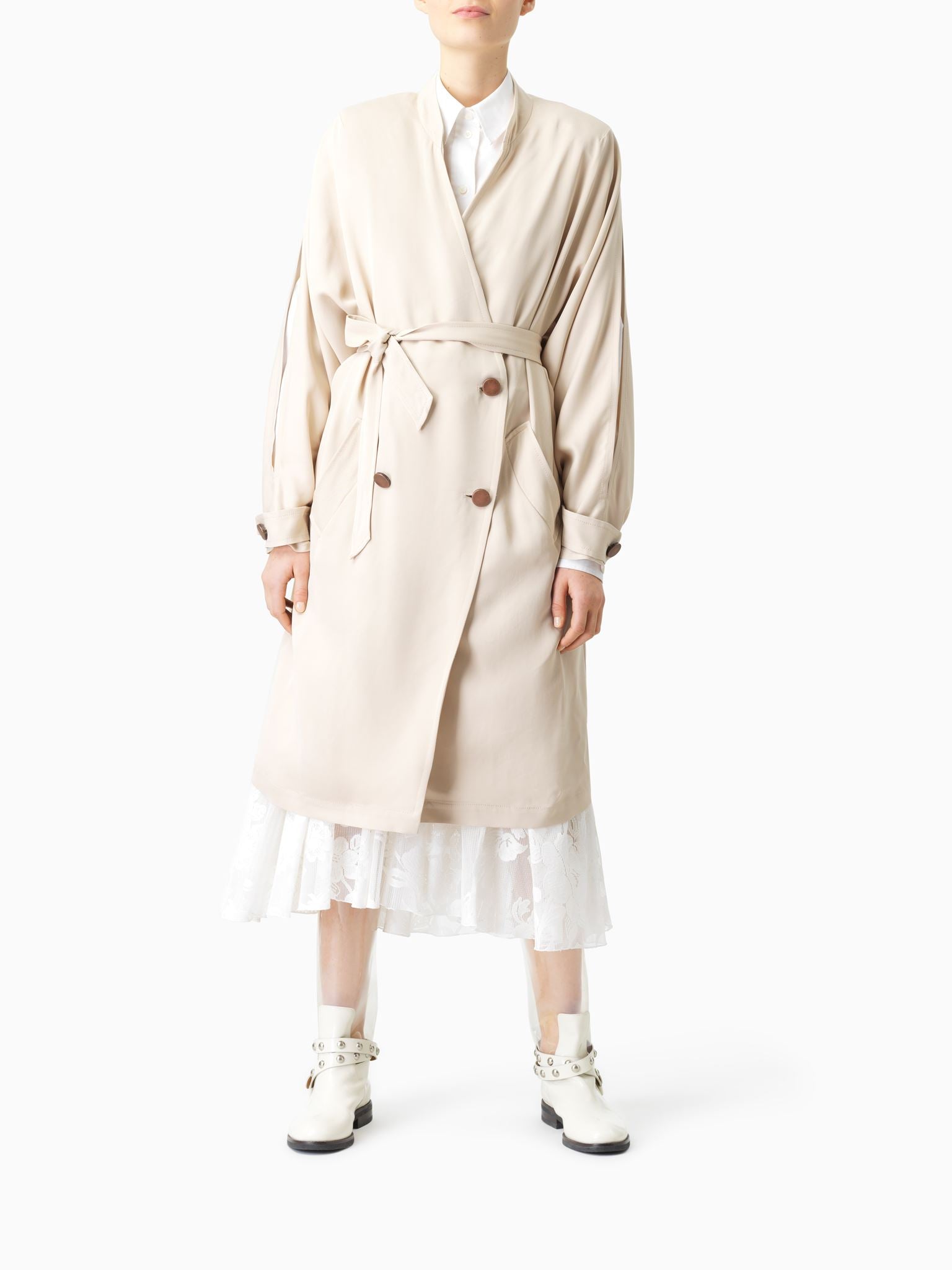 Trench en twill fluide - Dark Ivory