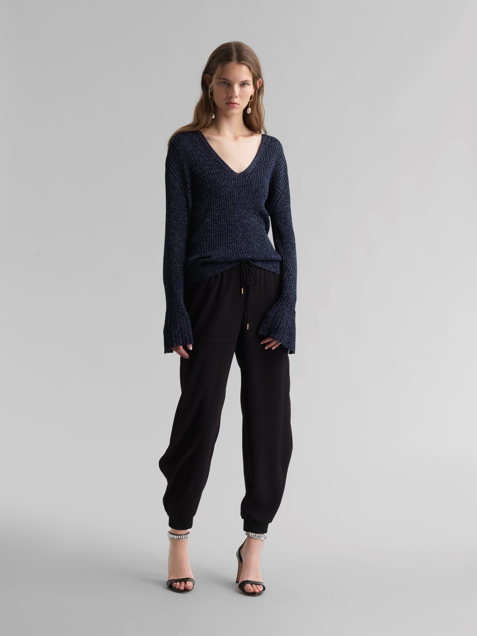 Pull col V paillettes - Shiny Blue