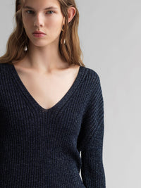 Pull col V paillettes - Shiny Blue