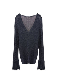 Pull col V paillettes - Shiny Blue