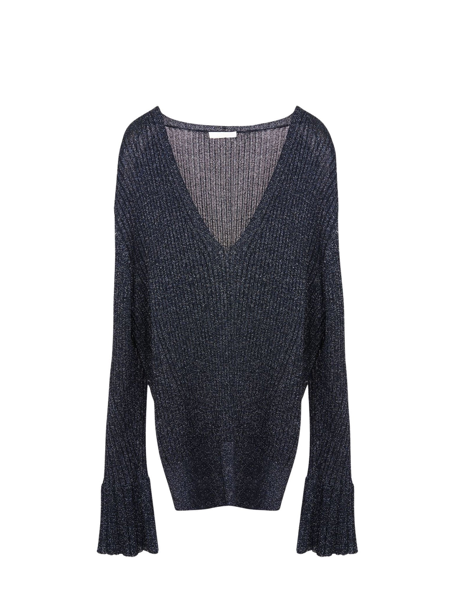 Pull col V paillettes - Shiny Blue