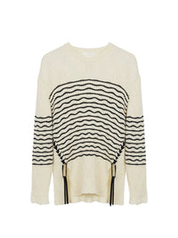 Pull marinière lacé - Seedpearl Beige