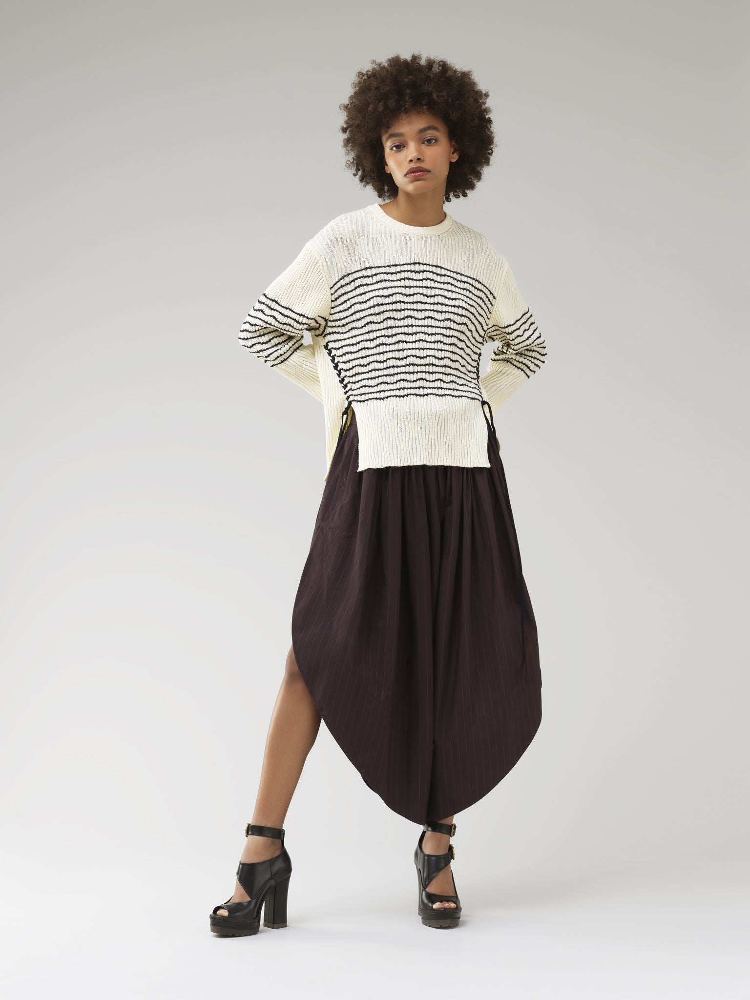 Pull marinière lacé - Seedpearl Beige