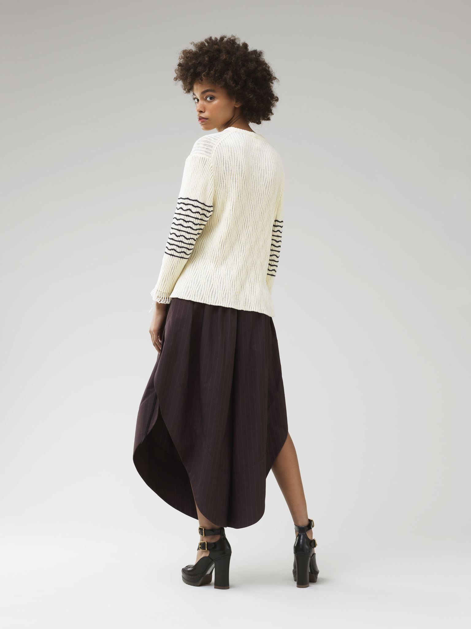 Pull marinière lacé - Seedpearl Beige