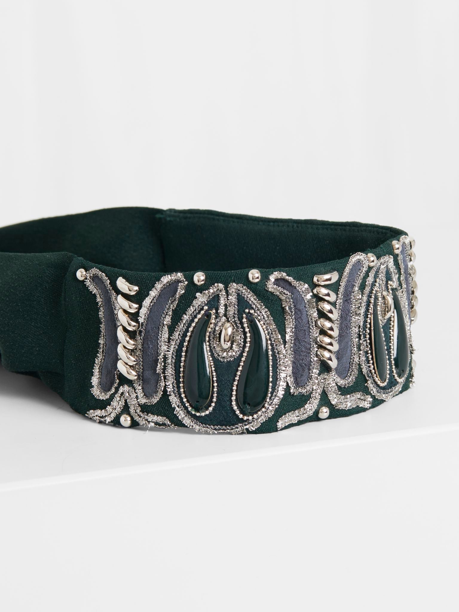 Foulard lavallière brodé - Eclipse Green