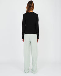 Pantalon élastique en crêpe de soie - Sauge
