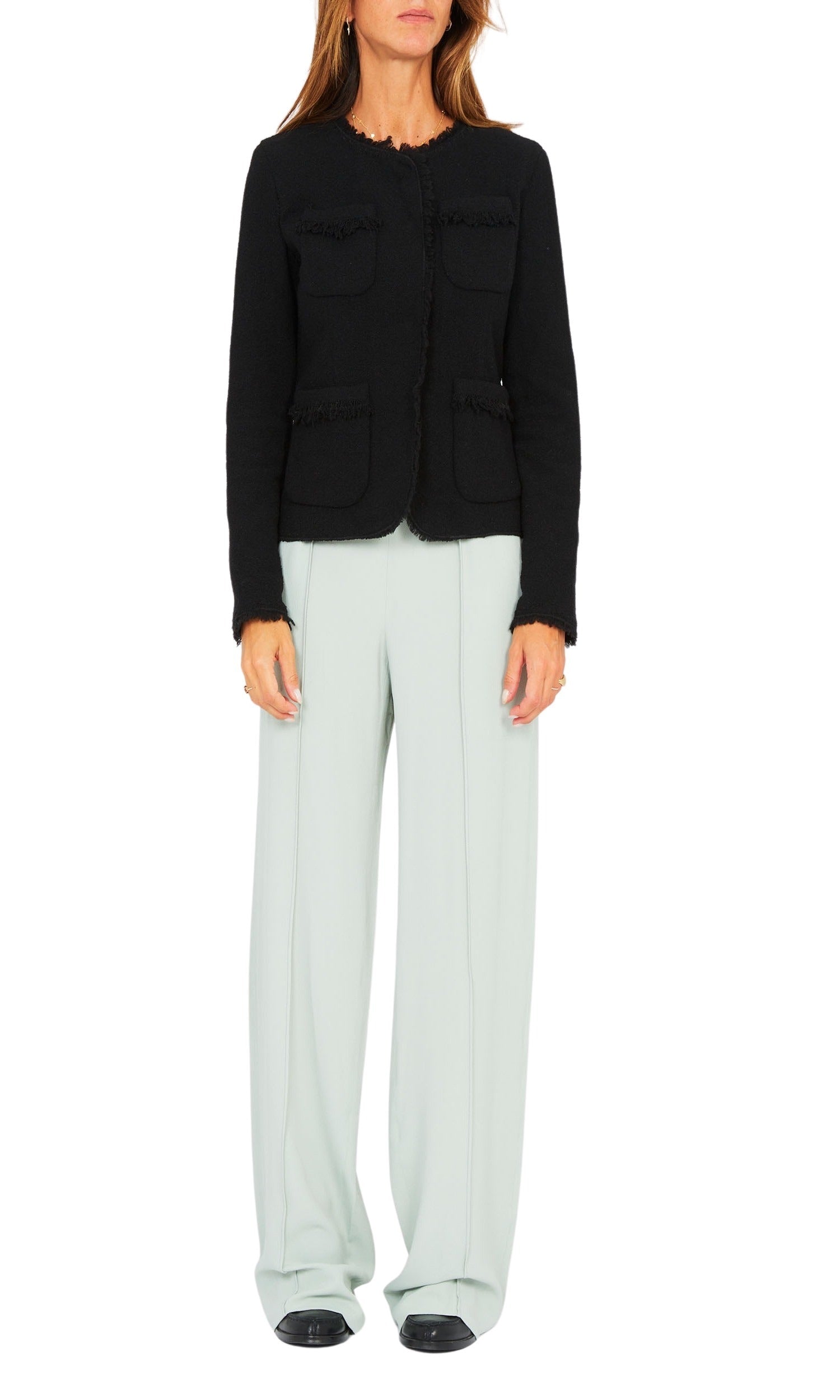 Pantalon élastique en crêpe de soie - Sauge