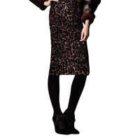 Jupe en laine extensible perlée - Mid Camel