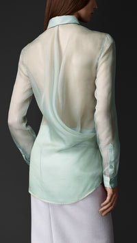 Chemise en organza de soie - Pale Sage Green