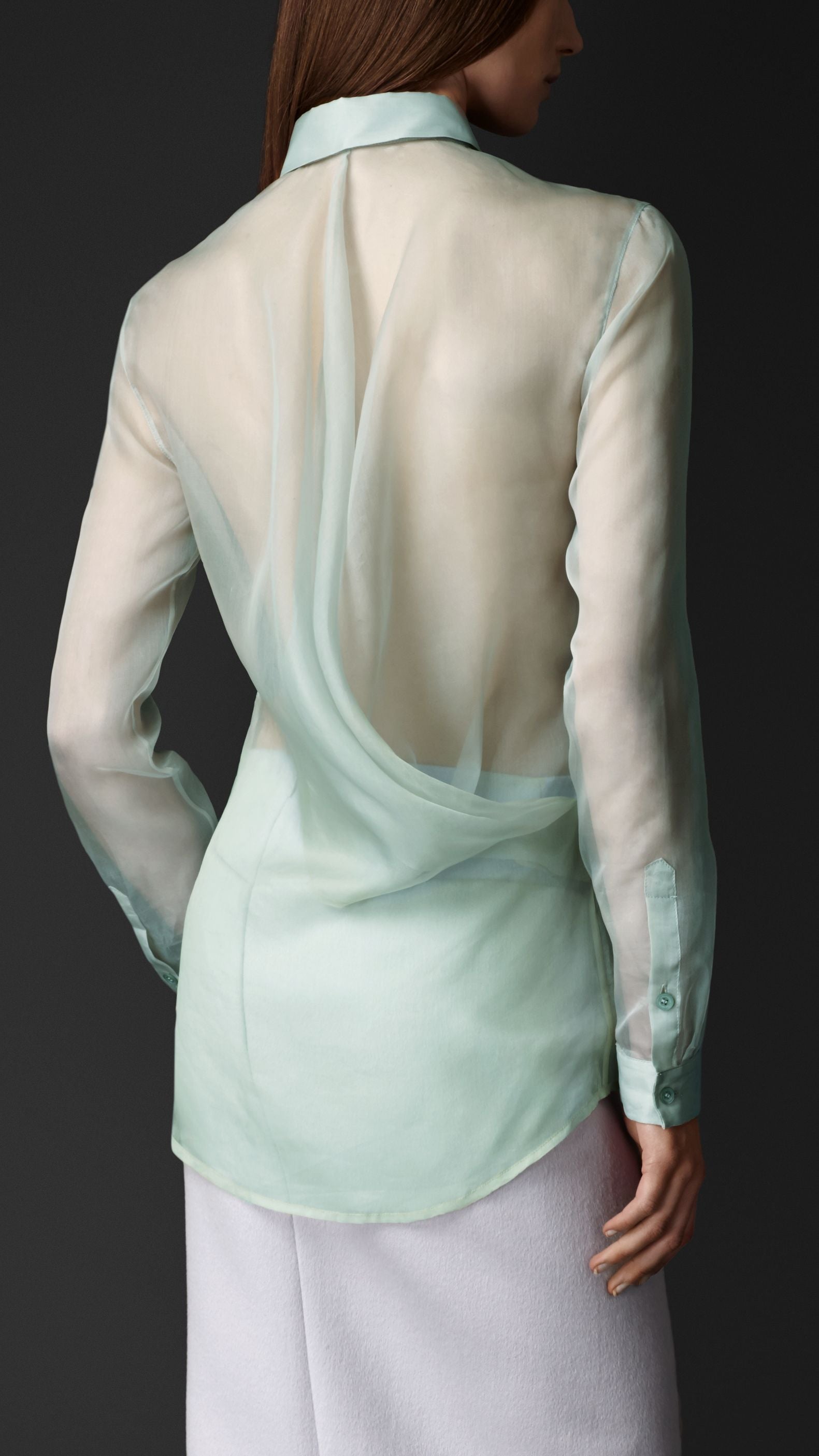Chemise en organza de soie - Pale Sage Green