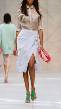 Chemise en organza de soie - Pale Sage Green